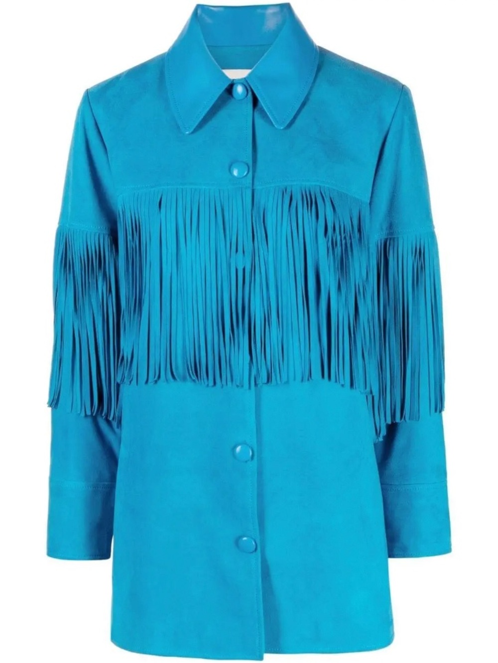 Sandro Turquoise Fringe Suede Jacket